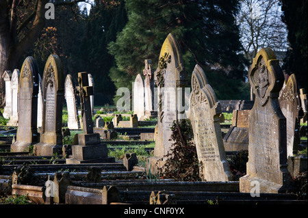 Cross and headstones in Banbury crematorium, Oxfordshire, England Stock Photo