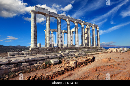 The temple of Poseidon (448–440 B.C.) in Sounio, Greece Stock Photo