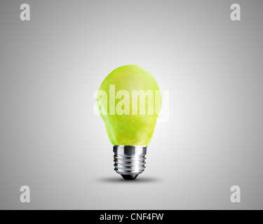 light bulb made from Green Pear , light bulb conceptual Image. Stock Photo