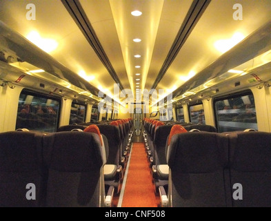 The interior of Standard Class aboard an MSO vehicle in a Bombardier Class 222/0 Meridian. Stock Photo