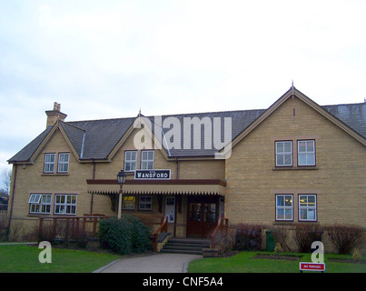 The Wansford station building, which was constructed in the early 1990s and opened in 1995. It houses a ticket office, souvenir Stock Photo