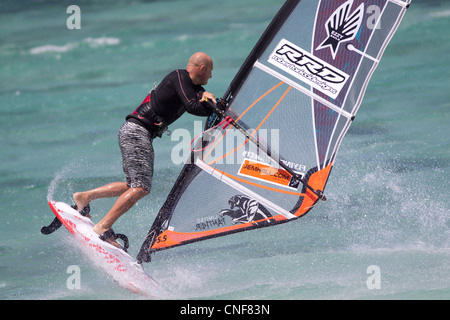 Windsurf at Le Morne, Mauritius Stock Photo