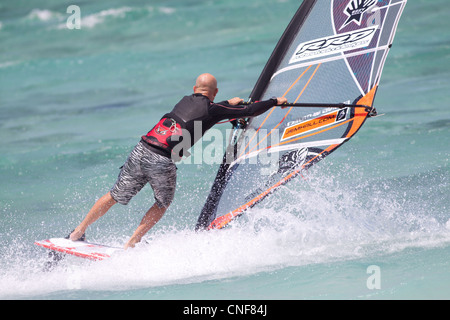Windsurf at Le Morne, Mauritius Stock Photo