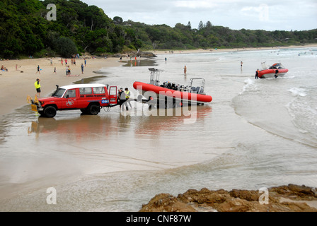 Diving boat returning after dive expedition at Byron Bay, NSW Australia Stock Photo