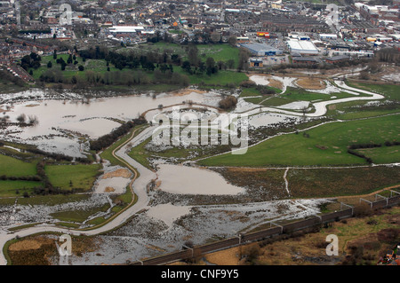 An aerial view near the Doxey Marshes area of Stafford Stock Photo