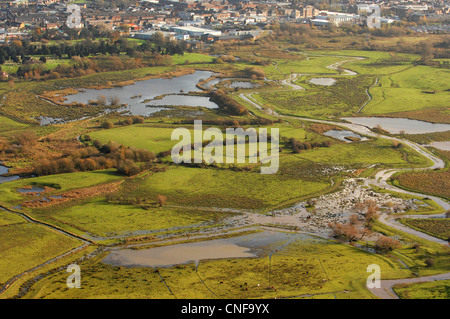 An aerial view near the Doxey Marshes area of Stafford Stock Photo