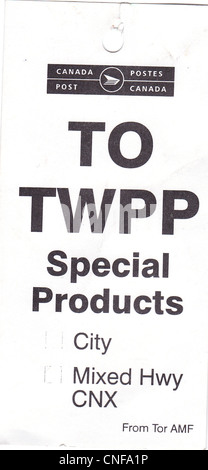 Canada Post tags and labels are used on various postal equipment ...