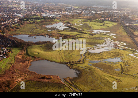 An aerial view near the Doxey Marshes area of Stafford Stock Photo