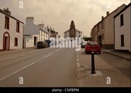 Main Street in Bowmore Islay looking towards the Round Church in the distance. Stock Photo