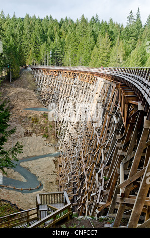 Kinsol Trestle  wooden railroad bridge, Vancouver Island, Canada, on the Trans-Canada Trail Stock Photo