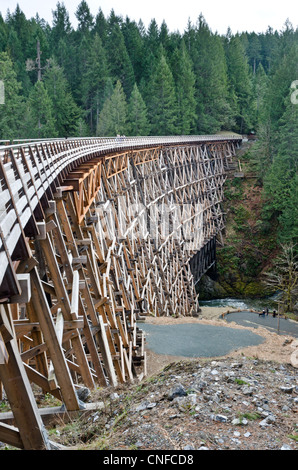 Kinsol Trestle  wooden railroad bridge, Vancouver Island, Canada, on the Trans-Canada Trail Stock Photo