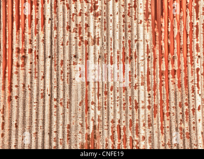 Close up of a sheet of corrugated metal rusting and processed in HDR Stock Photo
