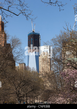 NEW YORK, USA - MARCH 26: Freedom Tower or 1WTC under construction on March 26, 2012. The tower will be 1776 feet high on completion. Stock Photo