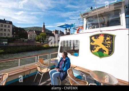 Cruise boat on Neckar River Heidelberg, Germany. Stock Photo