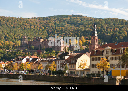 Old Town and Neckar River, Heidelberg, Germany. Stock Photo