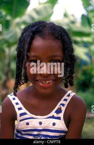 Dominican, Dominican girl, young girl, girl, female, child, Castle Bruce, Dominica, West Indies, Caribbean Stock Photo