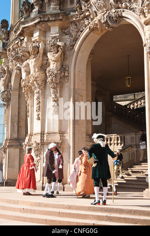 Actors in period dress at the Zwinger Palace Dresden, Germany. Stock Photo