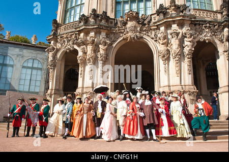 Actors in period dress at the Zwinger Palace Dresden, Germany. Stock Photo