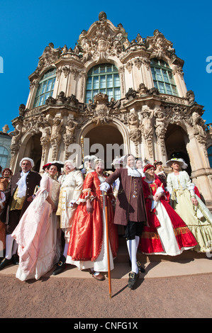 Actors in period dress at the Zwinger Palace Dresden, Germany. Stock Photo