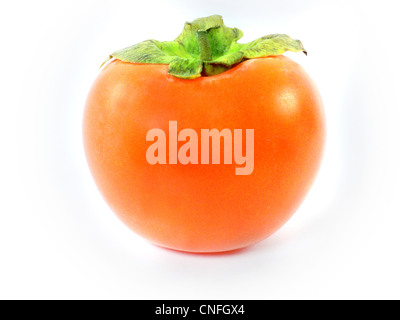 Ripe persimmons on white background Stock Photo