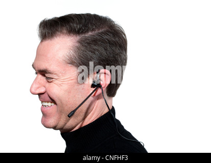 Man wearing headset Stock Photo