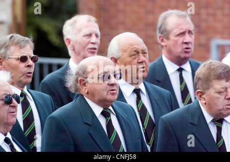 Welsh male voice choir singing. Stock Photo