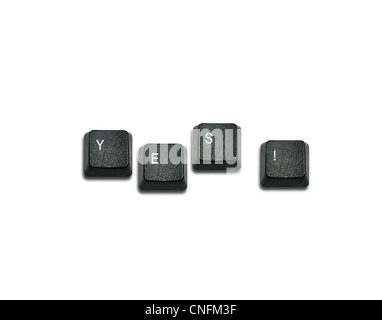 Word Yes Made From Computer Keyboard Keys, keyboard buttons with ideas. Stock Photo