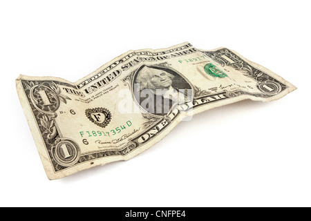 Old dollar bill on a white background Stock Photo
