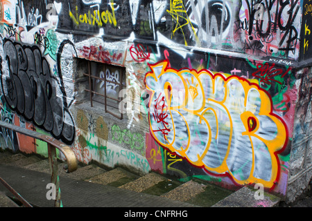 A graffiti wall in Geneva Switzerland Stock Photo