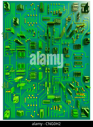 Circuit city  computer artwork Stock Photo
