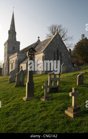 The church of St. Michael and All Angels and it’s graveyard, in the village of Littlebredy, in rural Dorset. England, United Kingdom. Stock Photo