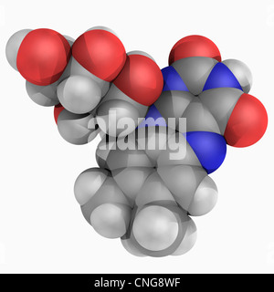 B2 vitamin (Riboflavin) structure in the blood flow - ball and stick ...