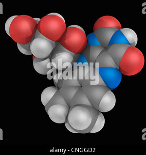 B2 vitamin (Riboflavin) structure in the blood flow - ball and stick ...