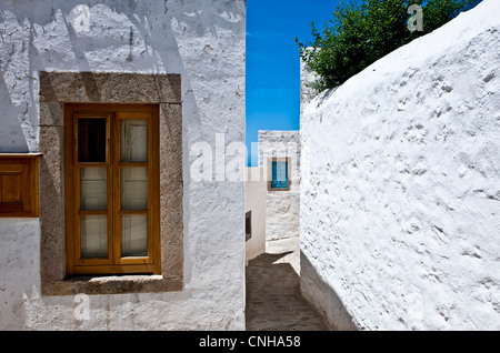 Europe Greece, Dodecanese,Patmos, the Chora village Stock Photo