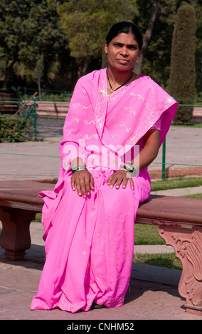 Agra, India. Indian Woman from Maharashtra State Visiting the Taj Mahal. Stock Photo