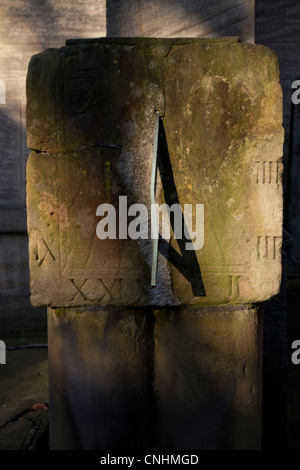 Bradford Cathedral sundial, there has been a church on the site of the Cathedral since Anglo Saxon times. Stock Photo