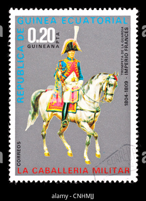 Postage stamp from Equatorial Guinea depicting a French calvary officer. Stock Photo