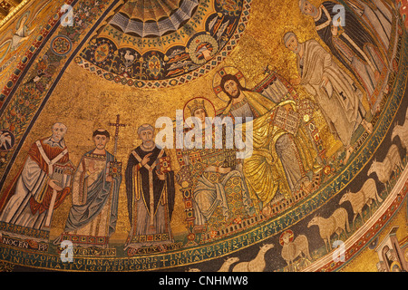 Rome - old mosaic 'Coronation of the Virgin' from main Apse of Santa Maria in Trastevere church from 13th-century by Pietro Cav Stock Photo