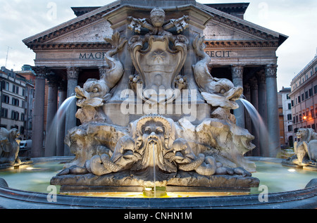 Rome - fountain from Piazza della Rotonda and Pantheon in morning Stock Photo