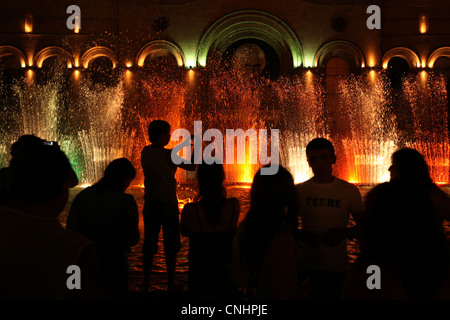 Dancing fountains in Republic Square in Yerevan, Armenia. Stock Photo