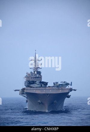 US Navy multi-purpose amphibious assault ship USS Iwo Jima March 30, 2012 underway in the Atlantic Ocean. Stock Photo