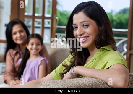 Portrait of a woman on a sofa Stock Photo