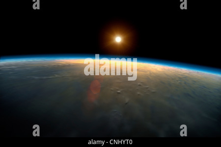 Sunrise over planet earth Stock Photo