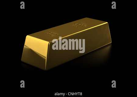 Fine gold bar on black background Stock Photo