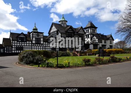 The Wild Boar Hotel in Tarporley,Cheshire.Although built in Tudor style it was in fact built in 1886 by local timber merchants. Stock Photo