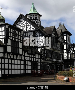 The Wild Boar Hotel in Tarporley,Cheshire.Although built in Tudor style it was in fact built in 1886 by local timber merchants. Stock Photo