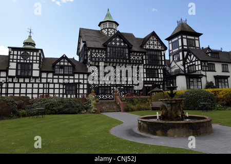 The Wild Boar Hotel in Tarporley,Cheshire.Although built in Tudor style it was in fact built in 1886 by local timber merchants. Stock Photo