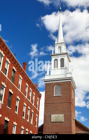 Old North Church in Boston, Massachusetts, USA is a historic landmark known for its role in the American Revolution. Stock Photo