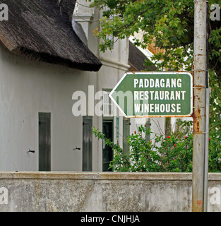 Paddagang restaurant sign in the small historical town of Tulbagh  in the winelands of the Boland in the Western Cape Province . Stock Photo