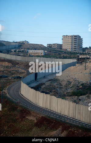 Middle East Israel  near Jerusalem separation wall fence to keep Palestinians apart  - settlements Stock Photo